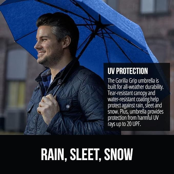 MOROVIK Portable Auto Travel Umbrella, UV Big Size Umbrella for Sun Protection Rain Windproof Strong large 3 fold for men women kids boys girls Perfect small & stylish Windproof & Compact (BLUE - 1) 2