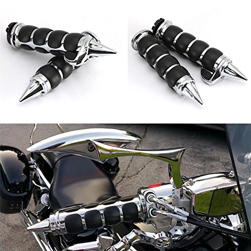 Motorcycle Hand Grips, INNOGLOW 1" 26mm Chrome Black Handlebar Grip Fits for Custom Harley Davidson Sportster Softail Tour Glide Road King Electra Glide Dyna w/ 1" inch Throttle Grips Bar Ends