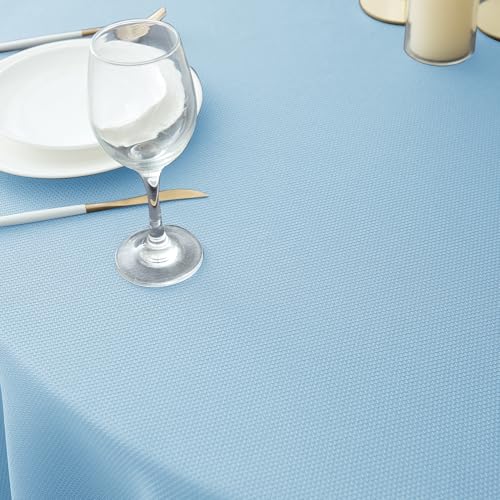 Biscaynebay Textured Fabric Round Tablecloths 90", Light Blue Water Resistant Washable Table Cloths Circle Folding Table Covers Linen for Dining, Kitchen, Wedding, Parties etc. by Biscaynebay - Used condition - Image 8