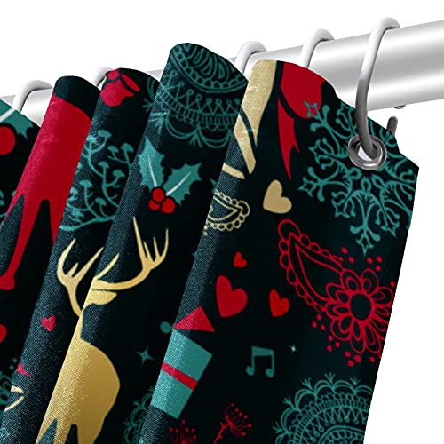 Rideau de douche élan de Noël et plage 72 x 72 cm en textile imperméable