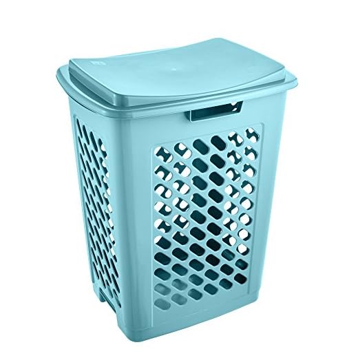 keeeper Cesto para Ropa Sucia con Tapa Abatible, Circulación de aire, 60 l, Piet, Azul claro