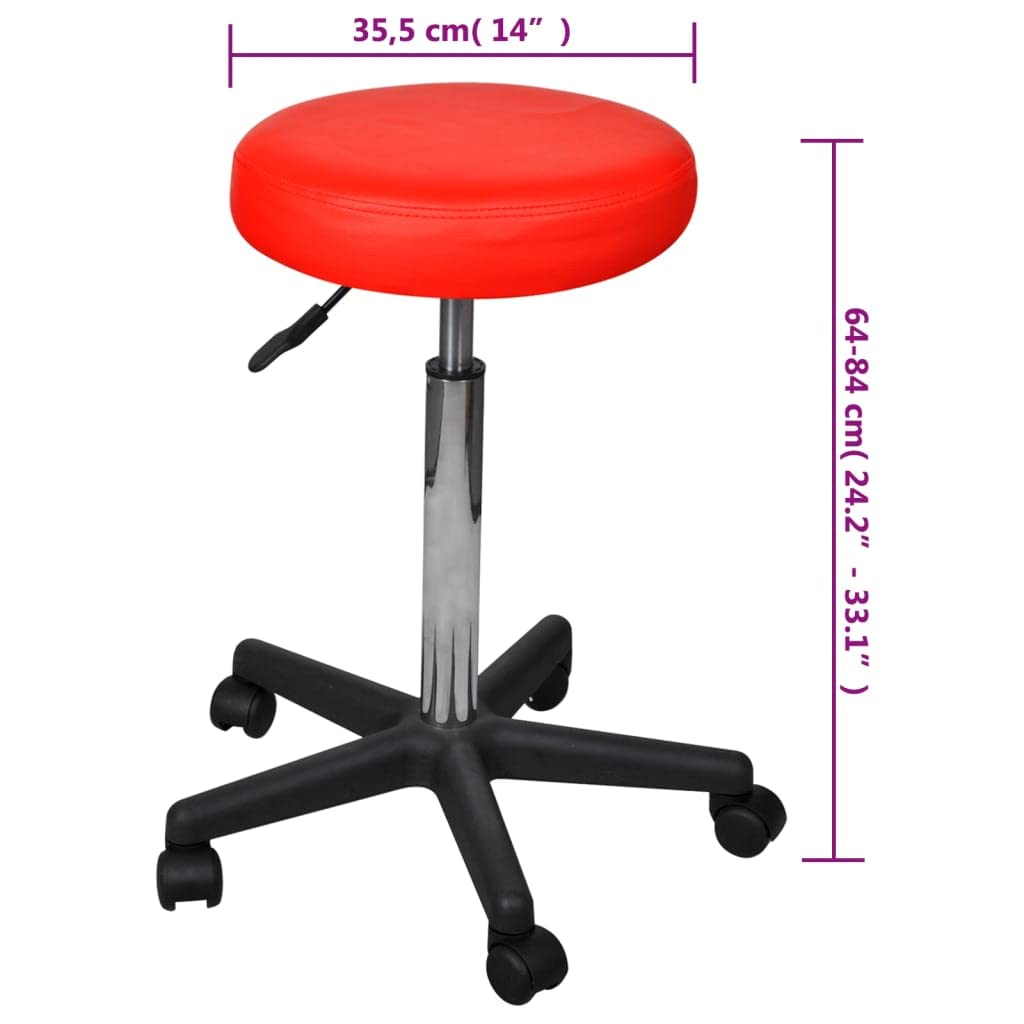 vidaXL Sgabello Ufficio Rosso Regolabile Imbottito Similpelle Moderno Sedia