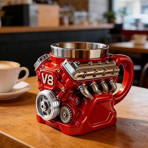 V8 Motor Kaffeetasse,V8 Motor Becher Auto Design Tasse,Kreative Dekoration Für Tassen, Milchgetränkehalter, Kaffeetasse Mit Detailliertem Design