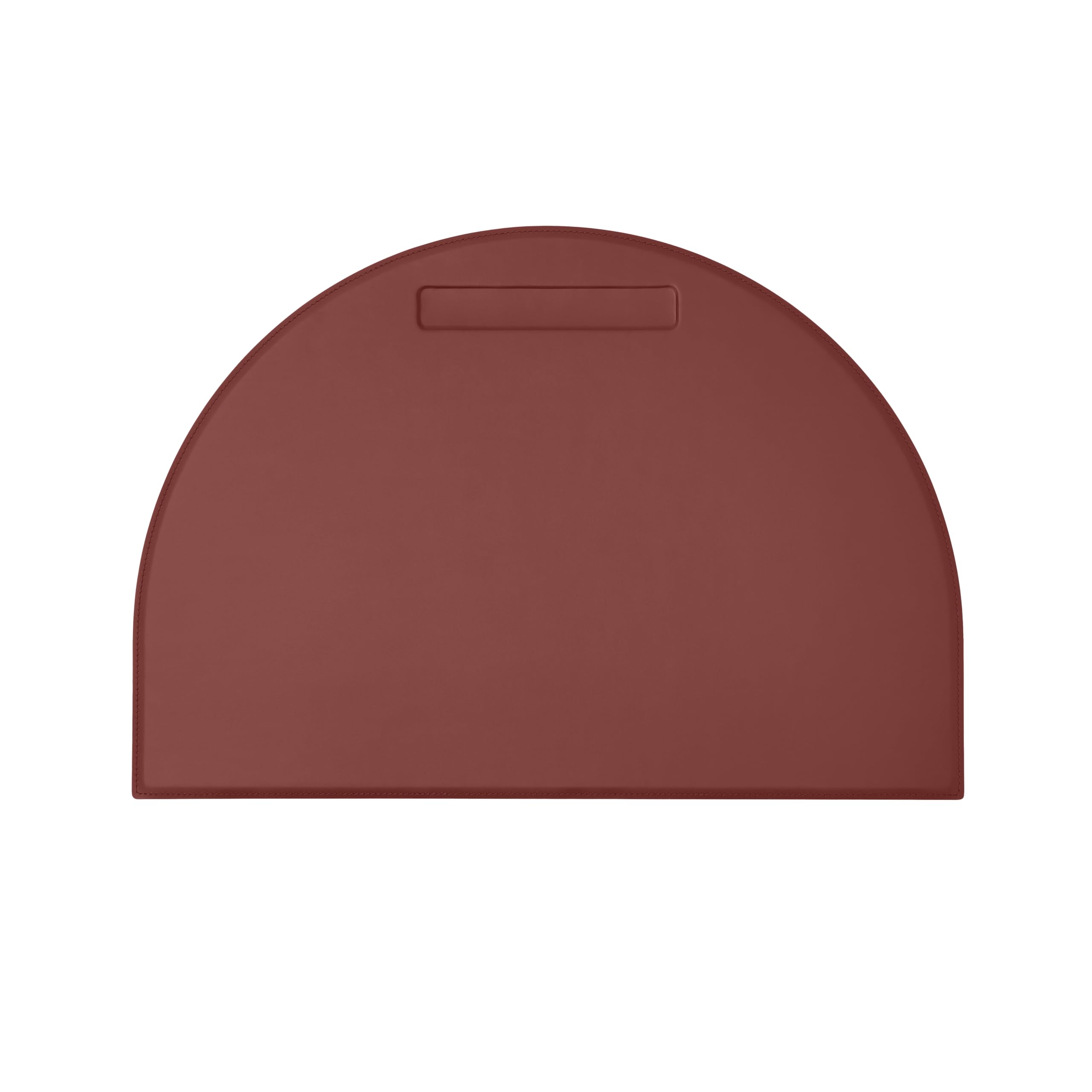 Eglooh - Diana - Desk Mat for Office Made of Burgundy Red Leather - Desk Pad cm 50x35 - Semicircle Shape and Pen Slot - Handmade Stitchings and Non-Slip Bottom - Made in Italy