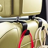Sunferno Car Headrest Hooks 4 Pack - Exceptionally Stylish Back Seat Hanger for Your Purse, Grocery Bags, Handbag to Keep Them from Sliding Around While Driving - Car Seat Organizer Accessory - Black