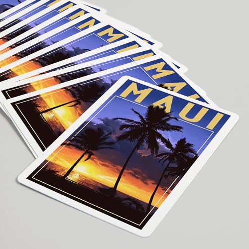 Lantern Press Maui Hawaii Palms y Atardecer naipes póker miniatura 5