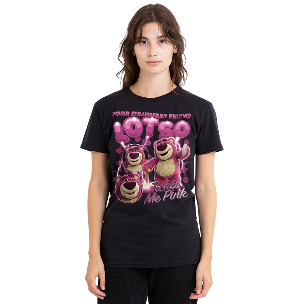 Disney Women's Black Toy Story Strawberry Lotso Homage T Shirt, Sports Direct
