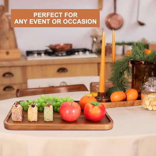 Ayiaren SERVING TRAY Large Serving Platters Wooden Charcuterie Boards For Party Food Dish Rectangle Acacia Wood Trays Home Decor Cheese Board Snack Appetizer Plates Rectangular Kitchen Dinner Platter Cookie Dessert Tray thumb #4