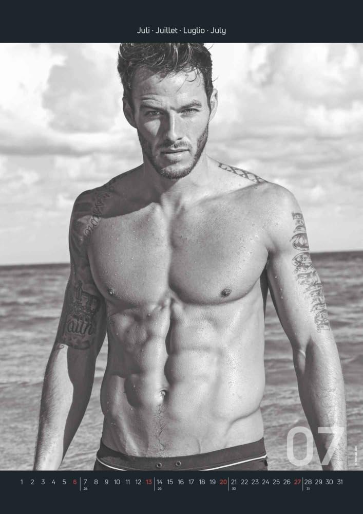 Hot Men 2025 - Bildkalender 29,7x42 cm - Männer - erotischer Kalender - hochwertiger Erotikkalender - schwarz-weiß - Wandplaner - Wandkalender