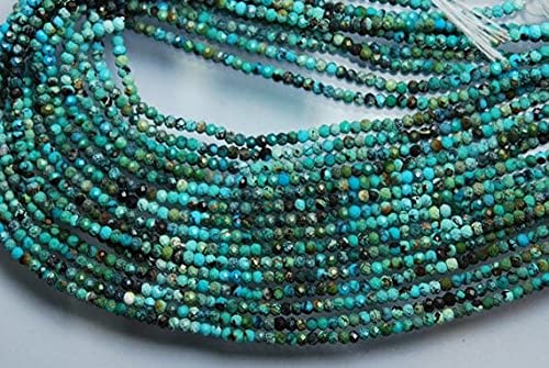 LKBEADS Sznurek 33 cm i cięcie naturalne Arizona śpiące piękno, turkusowe rondelle, 2,60 mm