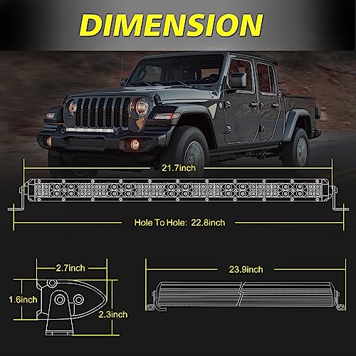 Image of 22 Inch Slim LED Light Bar 180W Slim Dual Row Light Bar for Trucks | Spot Flood Combo Beam, 1.6 inch Slim Single Row Structure