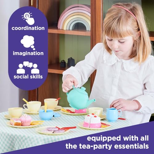 Casdon 36Piece Tea Set Colorful Toy Playset