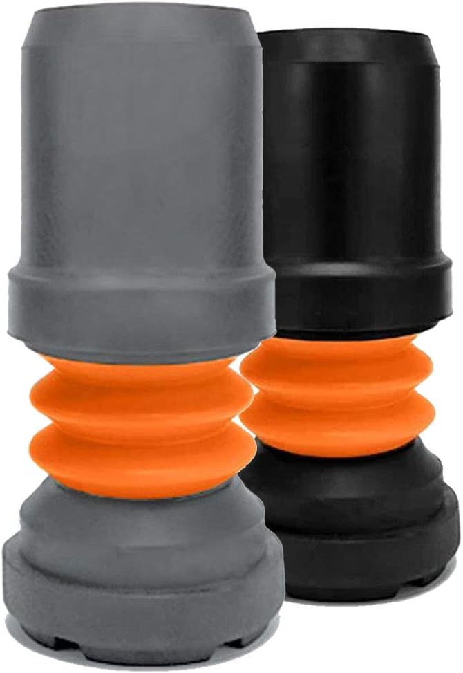 Flexyfoot Shock Absorbing Walking Stick Ferrule – Choice of Sizes & Colours Available Here – Improves Grip, Improves Safety, Reduces Slips, Reduces Shock – 19mm Grey