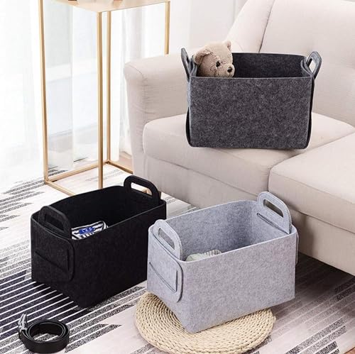 Image of Renva Felt Storage Basket for Organizing, Large Fabric Collapsible Storage Bins with Handles, Foldable Storage Basket Bins, Perfect for Shelves, Closet, Books, Clothes Organizing (1, Grey)