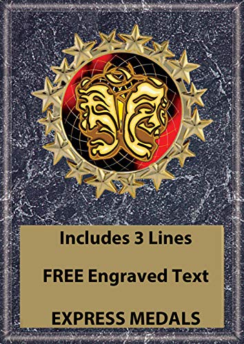 Express Medals 5x7 Drama Club Theatre Plaque Award Trophy with Engraved Plate Black Marble Color FCL462