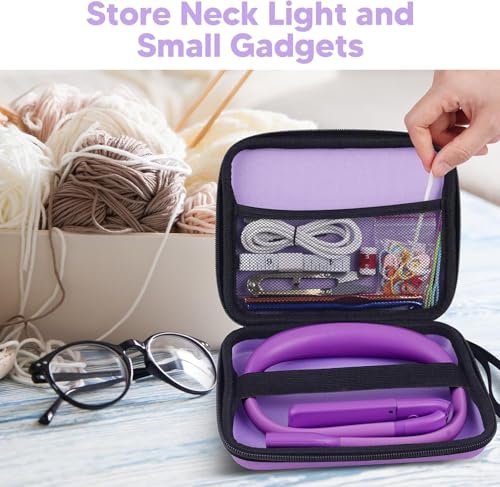 Image of Voilet Neck Light with Storage Case: Back to School Gifts 10-80Hrs Eye-friendly Book Reading Light Knitting Crochet Sewing Craft Light Rechargeable Adjustable, Book Lovers Gifts for Knitters Crafters