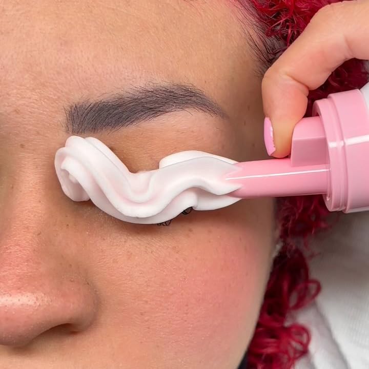 100ml Whipped Lash Shampoo with Cleanser Brush for Lashes Brows Lash Cream Mousse Eyelash Shampoo Vegan Oil Free Daily Cleanser Natural Lashes Brows Lash Lift Brow Lamination Extensions (Pink Mousse) - Image 4