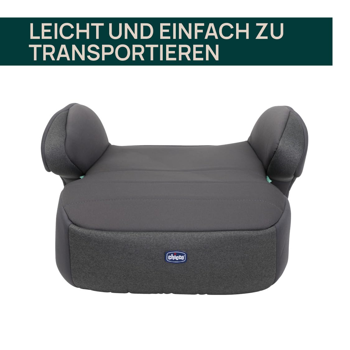 Chicco Quasar Fix i-Size, Kindersitzerhöhung 7-12 Jahre (126-150 cm), Einbau über den 3-Punkt-Gurt, Gewicht 23-36 kg, Gruppe 3, mit Gurtführung, gepolsterten Armlehnen und komfortablem Sitz, Grau