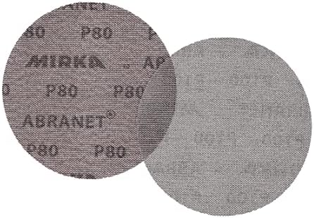 Mirka Abrasives 5424105080 150 mm 80 Grit Abranet Abrasive Discs - Cream (50-Piece)