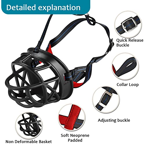 Dog Muzzles Size 6,For Large Medium Sized Dogs Long Snout,Prevents Chewing Barking,Biting,Basket Muzzles Allows Panting And Drinking Comfortable,Adjustable,Durable,Pitbulls,German Shepherd,Husky #TOP1