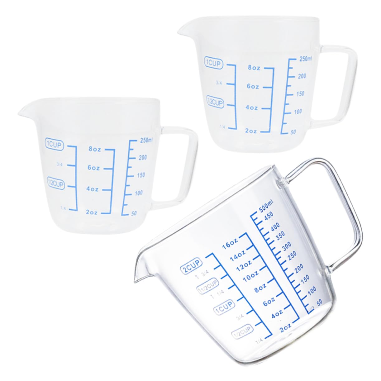 Tasses à Mesurer en Verre 3 Pièces 250ml et 500 Ml