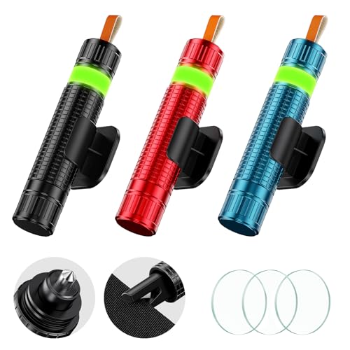 XTTANK 2 en 1 Martillo de Seguridad para Coche con Cortador de Cinturón, Martillo Rompecristales con Punta de Acero de Tungsteno, Herramienta de Emergencia con Diseño Luminoso y Antideslizante (3 uds)