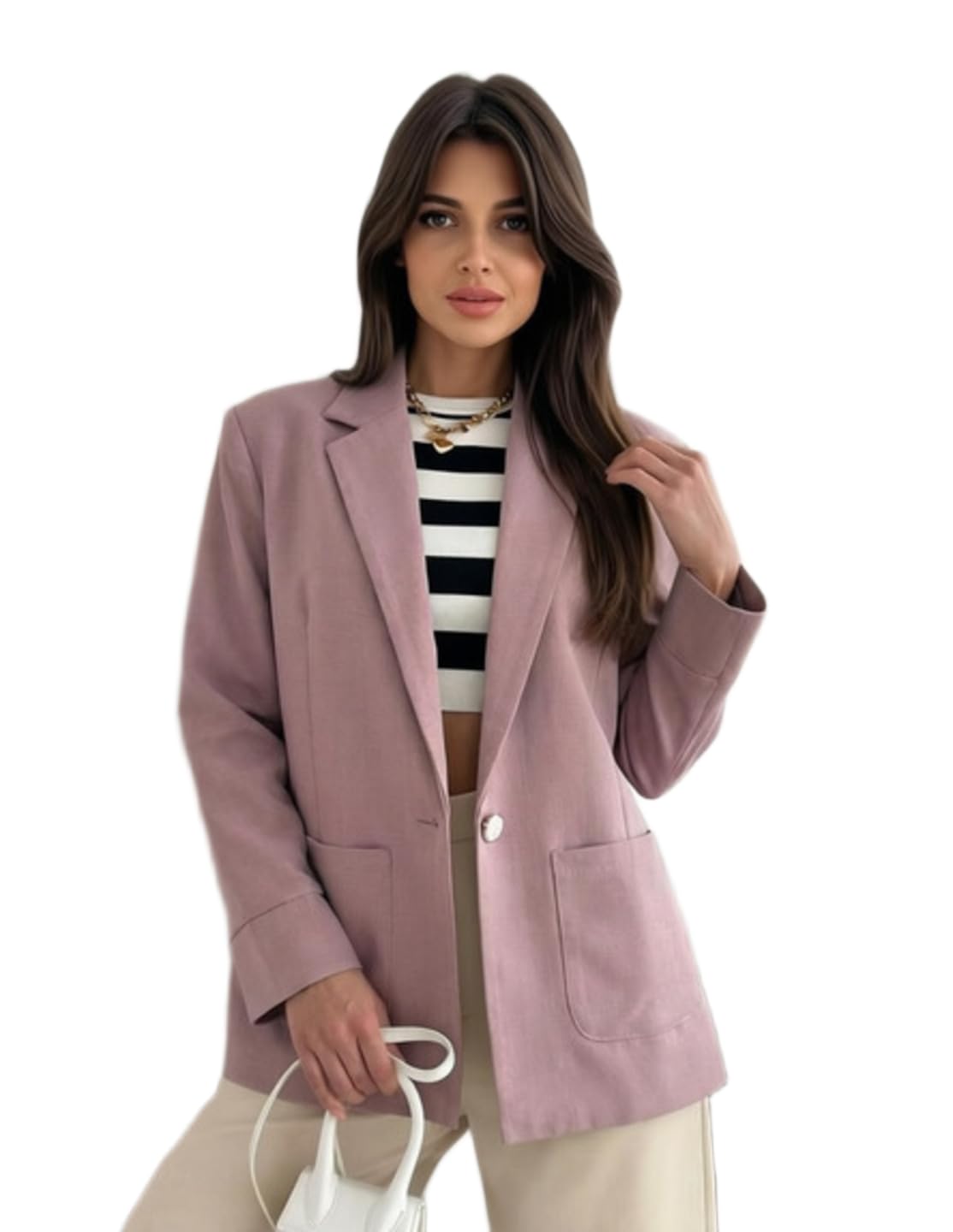 Women Tailored Fit Blazer | Lavender Formal Business Wear Jacket-image-45