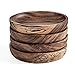 ZODIFEVI Wooden Coaster for Drinks Set of 4 - Natural Wood Drink Coasters Set with Holder for Modern Home Decor,Coasters for Bar Coffee Table Tabletop Protection (Round Coasters)