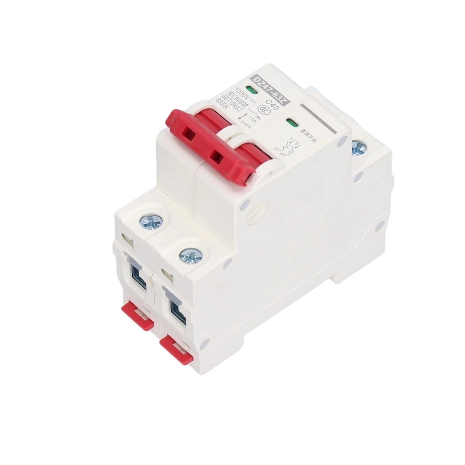 Miniaturowy wyłącznik automatyczny DC 1000V 40A DZ47-63Z C40 2P do fotowoltaiki słonecznej, odłącznik do montażu na szynie DIN