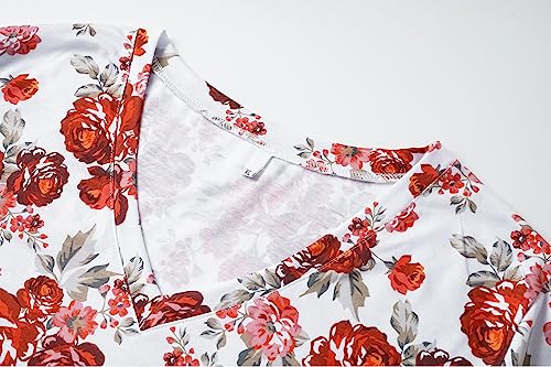 Image of Vozanet Women's V Neck Sexy Pajamas Capri Sets Mexican Style Floral Sleepwear 2PCS Totem Casual Nighty Plus Size M to 5XL