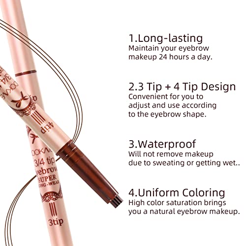 Dageda 2 In 1 Eyebrow Pen,Eyebrow 4 Point Brow Pen With Micro-Fork Tip,Microblading Waterproof 3 Point Eyebrow Pencil,Long-Lasting Eyebrow For Women Eyebrow Makeup(Light Brown) #TOP5