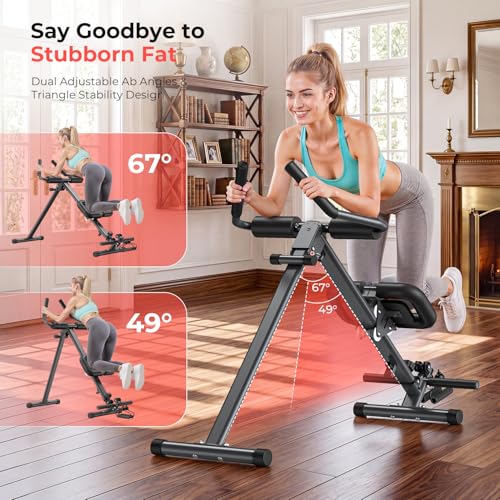 Image of MR. CAPTAIN Ab Machine, Adjustable Ab Trainer Machine for Abs Workout at Home Gym, Foldable, LCD Monitor, Device Holder, 400 LBS, Abdominal Trainer for Stomach Workout