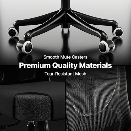 Image of Monhey Office Chair Ergonomic Desk Chair with Lumbar Support&Headrest&Flip-up Arms Height Adjustable Rocking Swivel High Back Computer Chair Warm Taupe Mesh Study Chair (09black)