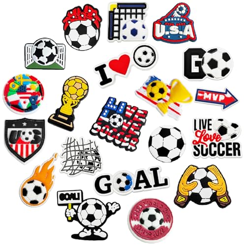 Acuiwer 20 Stück Fußball Schuh Charms, Cartoon Schuhdekoration, Schuhanstecker, Schuh-Charm Für Kinder, Pvc Shoe Charms, Crocs Anstecke, Für Sandalen, DIY Dekorationen, Kinderpartys Gesche