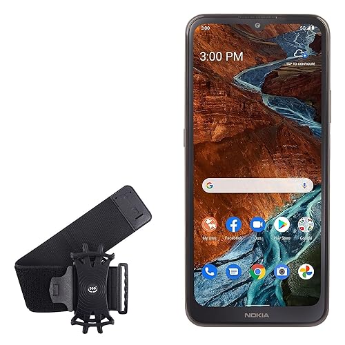 BoxWave Holster Compatible with Nokia G300 5G - ActiveStretch Sport Armband, Adjustable Armband for Workout and Running - Jet Black