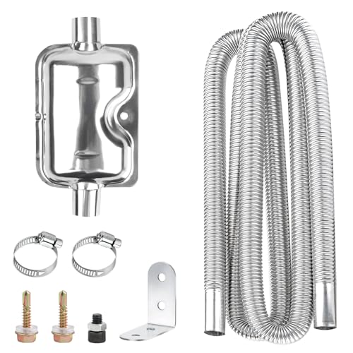 Tubo de escape con silenciador mejorado, manguera de escape para generadores de electricidad, 200 cm, calefacción estacional, tubo de escape con 2 pinzas de acero inoxidable para calefacción de aire