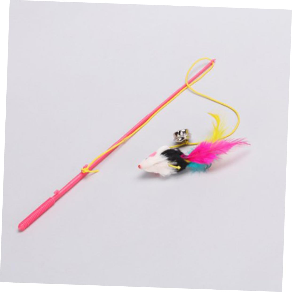 Yardwe Jouet pour Chaton Canne à Clochette Souris Plumes Corde Élastique Tige Plastique Chaton