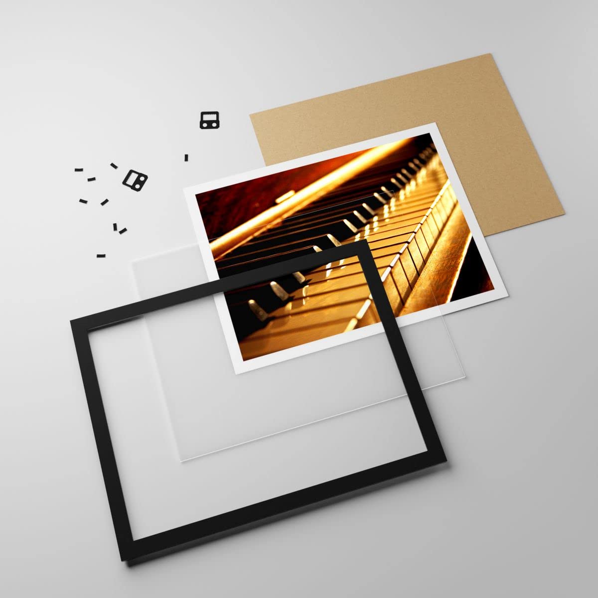 ARTTOR Poster 70x50 cm Wandbild Kunstdruck Musik - 2200 - P2B | Klavier Konzert Wandposter mit schwarzem Rahmen Wohnzimmer Schlafzimmer Büro mit schwarzem Rahmen Wanddeko Kunstposter ARTTOR