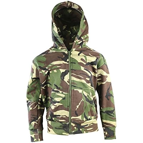 Dallaswear Children's Kids Camouflage Zip Hoodie camo (12-13 Years, Woodland camo) Cover