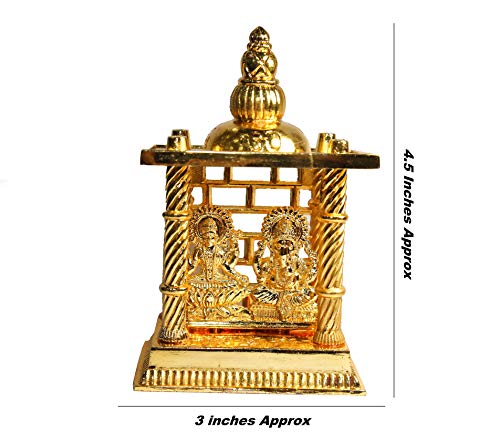 Estatua de Lakshmi y Ganesha Dorada 4.5 pulg miniatura 2