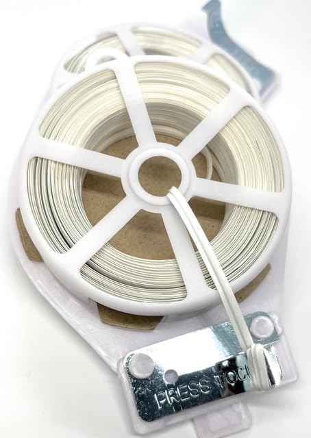 eststone - 65ft (20m) x 4mm Paper Flat Twist Tie Roll with Cutter untearable Paper Ties, Reusable Paper Coated Wired Ties for Bakery, Candy Bags, Coffee Bags and Goodie Bags (White) | Untearable Paper Ties, Reusable Paper Coated Wired, For Bakery, Candy Bags, Coffee Bags, Goodie Bags