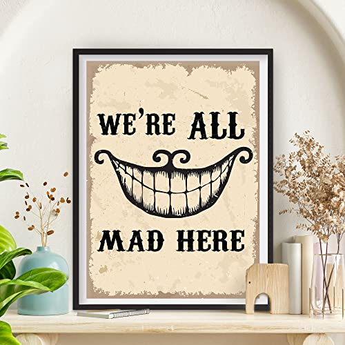 Luushome Alice In Wonderland Quote Art Print - We're All Mad Here Wall Art - We're All Mad Here Wall Decor - Cheshire Cat Quotes Art Print - Cheshire Cat Wall Decor - Vintage Art Print #TOP6
