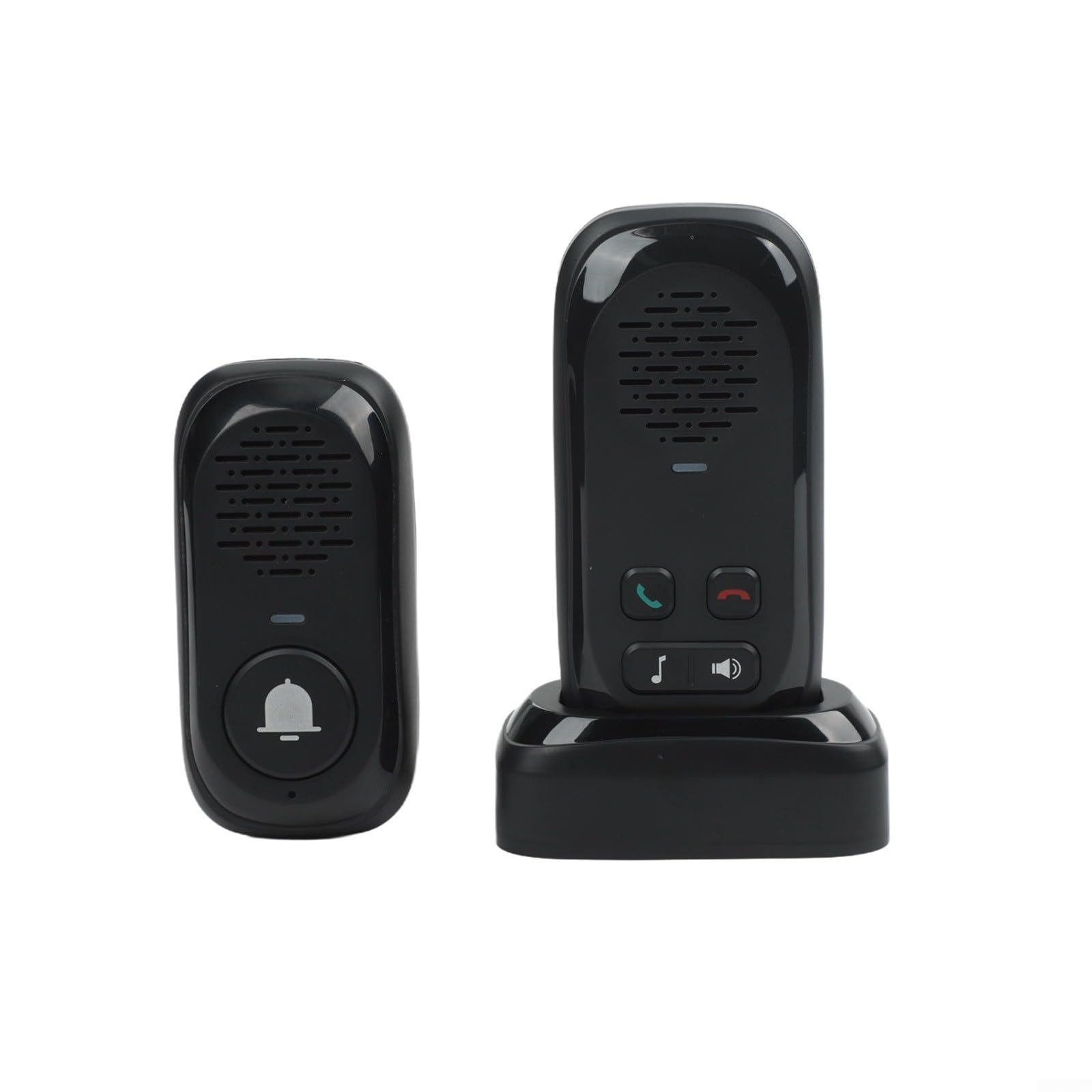 Sistema de intercomunicación inalámbrico con alcance de 300 m, timbre de puerta impermeable para exteriores, juego de altavoces y micrófono para el hogar, ideal para personas mayores y niños (negro)