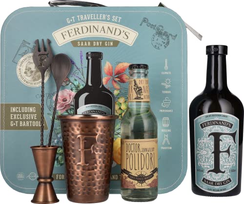 Ferdinand's Traveller's Set I 1x Dry Gin 50cl + 1x Kupferbecher G&T + 1x Barlöffel + 1x Jigger + 1x...