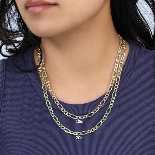 Nuragold 10k Real Yellow Gold Figaro Link 5.5mm Chain Necklace (16"-30") Italian Jewelry for Men & Women3
