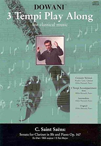 Saint Saens - Sonata for Clarinet in BB and Piano Op. 167 in Eb-Major: Dowani 3 Tempi Play-Along Book/CD Pack