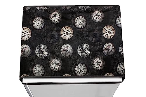 Image of Stylista Refridgerator top Cover Suitable for Samsung RR24C2823S8 /NL, 223 Liter Fridge, Dimension (WXD) 65x111 CM, Analog Pattern Black