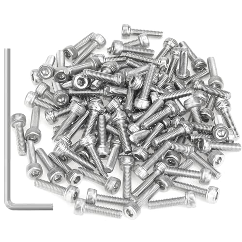 105 Pieces M3 x 12mm Socket Head Cap Screws, Thread Pitch 0.5mm, Sutemribor M3 Screws, 304 Stainless Steel, Fully Threaded, Silver