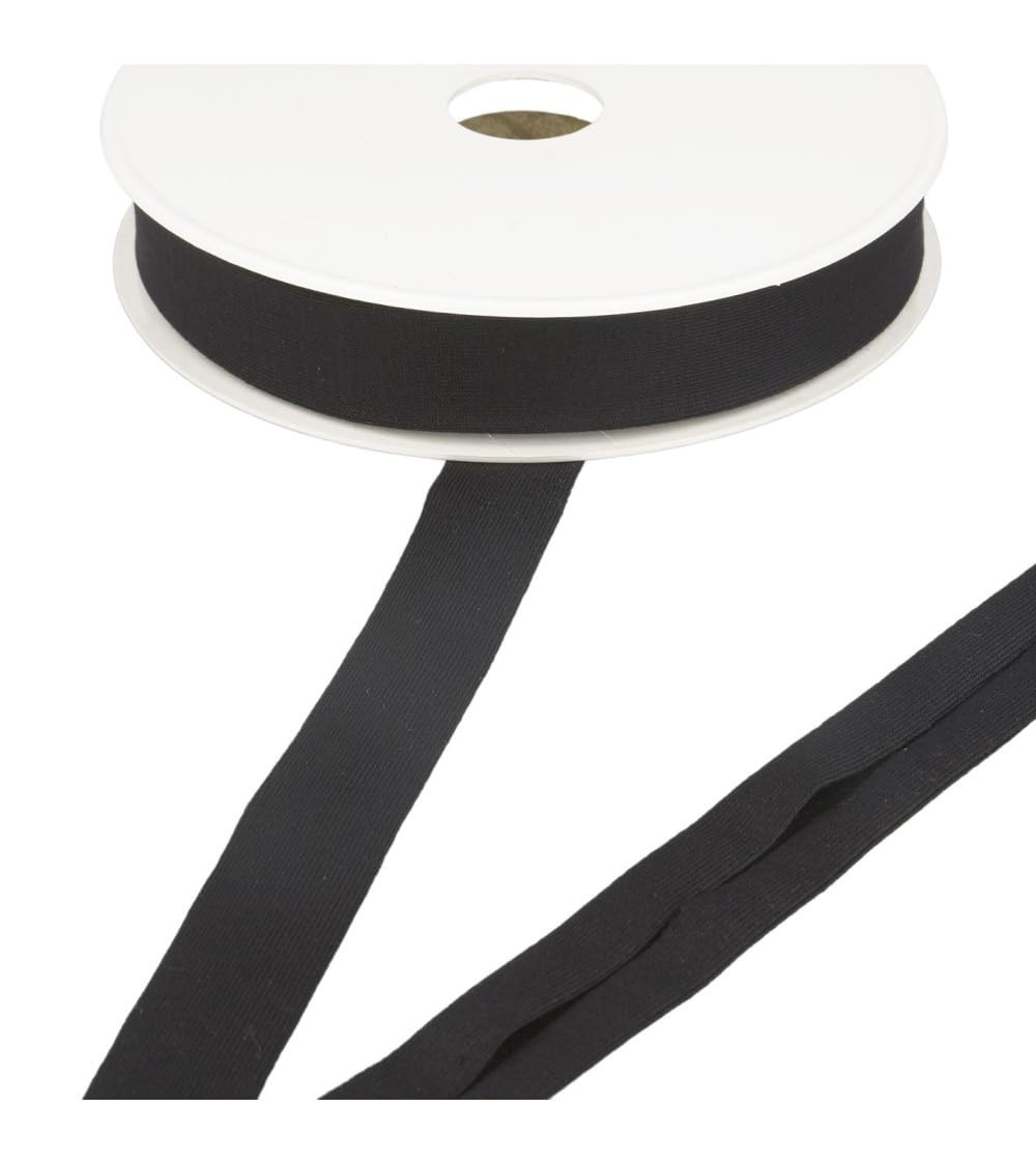MYMERCERIE Stretch Jersey Bias Binding 20 mm Black - per metre