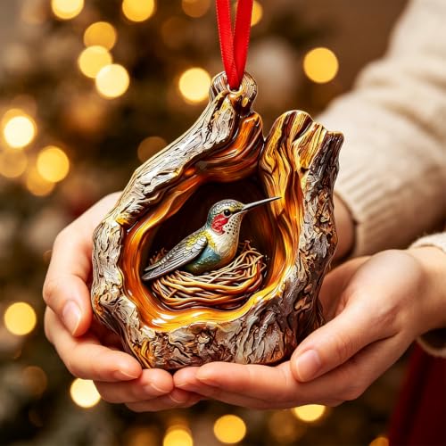 Hummingbird Christmas Ornament, 3D Resin Bird Ornaments, Hummingbird Gifts — view 3